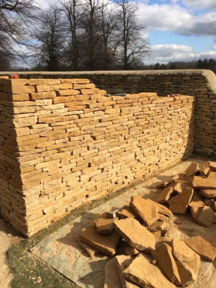 Dry stone field boundary wall near Cirencester